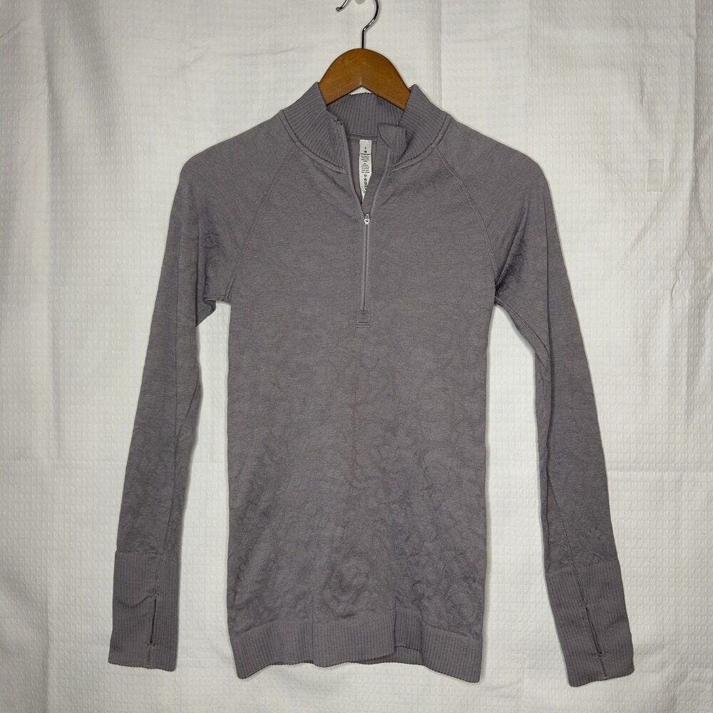Lululemon  1/4 Zip Greyish Pullover Textured Women’s Size 6